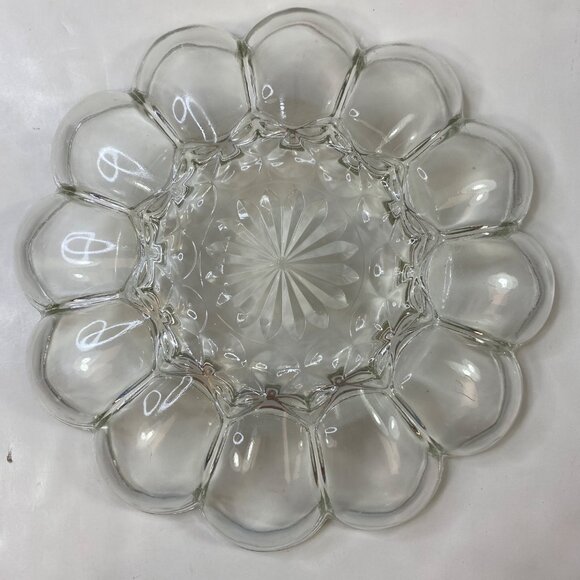 Anchor Hocking Fairfield Glass 10" Egg Oyster Plate Vintage - Picture 3 of 11